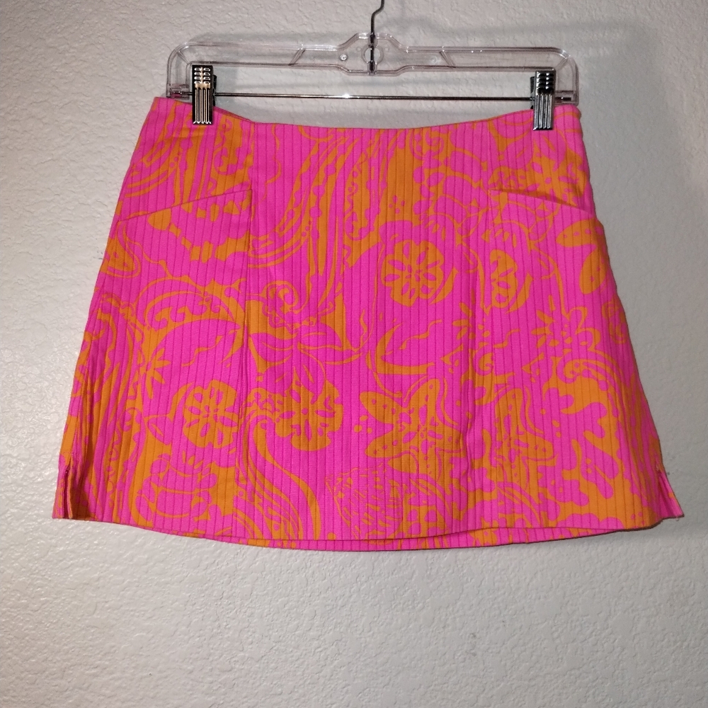 Lilly Pulitzer Skirt Built-in Shorts sz 6 Hot Pink Orange Print